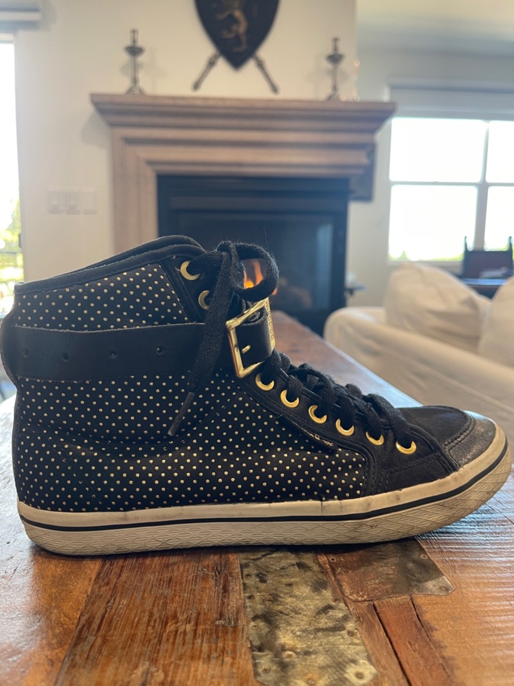 adidas Black High-Top Sneakers with Gold Hardware - Picture 3 of 11